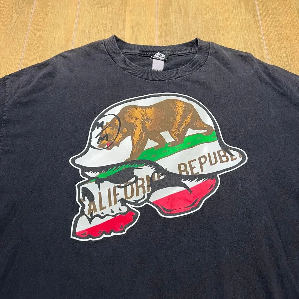 Y2K Metal Mulisha California‎ Republic Black Graphic T-Shirt size XL vintage